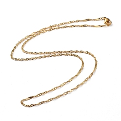 Oro 304 de acero inoxidable singapur collares de cadena, collares de cadena de ondas de agua, con cierre de langosta, dorado, 19.88 pulgada (50.5 cm)