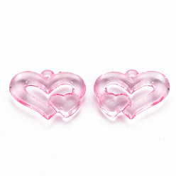 Pearl Pink Transparent Acrylic Beads, Heart to Heart, Pearl Pink, 27x34x6mm, Hole: 3mm, about 191pcs/500g
