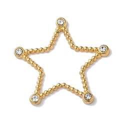 Star Golden 304 Stainless Steel Rhinestonet Pendants, Star, 23.5x24x2mm