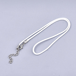 White Waxed Cord Necklace Making, with Zinc Alloy Lobster Clasps, Platinum, White, 17.8 inch~18 inch(45.5~46cm), 2mm