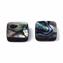 Colorful Natural Abalone Shell/Paua Shell Beads, Square, Colorful, 10x10x3.5mm, Hole: 1mm