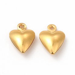 Золотой 304 прелести нержавеющей стали, очаровательное сердечко, золотые, 12x8.5x4 мм, отверстие : 1 мм