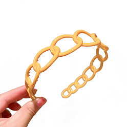Orange Plastic Curb Chains Shape Hair Bands, Wide Hair Accessories for Women, Orange, 120mm