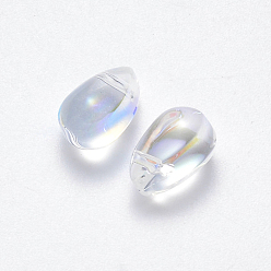 Light Grey Transparent Spray Painted Glass Charms, AB Color Plated, Teardrop, Light Grey, 9x6x6mm, Hole: 1mm