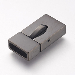 Gunmetal 304 Stainless Steel Magnetic Clasps, Rectangle, Gunmetal, 23x12x6mm, Hole: 3x10mm