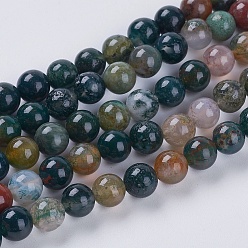 Indian Agate Natural Indian Agate Beads Strands, Round, 10mm, Hole: 1mm, about 19pcs/strand, 7.6 inch