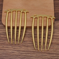 Golden Alloy Hair Comb Findings, with Loops, Golden, 72x48mm