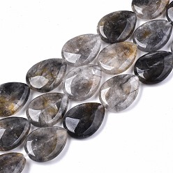 Quartz Nuage Nuageux naturelle perles de quartz brins, larme, 19~20x15x5~6mm, Trou: 0.8mm, Environ 20 pcs/chapelet, 15.35 pouce (39 cm)