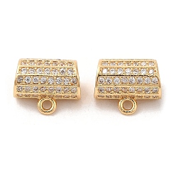 Real 18K Gold Plated Plating Brass Micro Pave Cubic Zirconia Pendant, Column, Real 18K Gold Plated, 9.3x11x6.8mm, Hole: 1.4mm