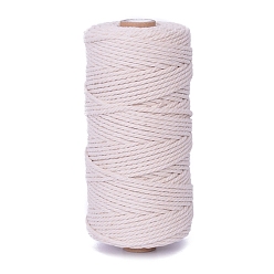 Seashell Color 100M Round Cotton Braided Cord, for DIY Handmade Tassel Embroidery Craft, Seashell Color, 3mm, about 109.36 Yards(100m)/Roll