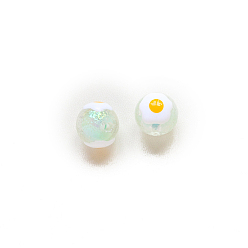Flower Transparent Acrylic Bead, Bead in Bead, Round, Flower Pattern, 16mm