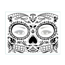 Skull Thème du jour des morts, Autocollants amovibles en papier pour tatouages temporaires étanches à l'eau, Motif de crâne, 15x12.5 cm