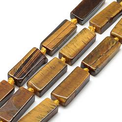 Tiger Eye Natural Tiger Eye Beads Strands, Cuboid, 24~30x9~11x7~9mm, Hole: 2mm, about 13pcs/strand, 15.7 inch