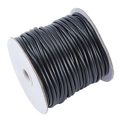 Black Waxed Cotton Thread Cords, Black, 1/8 inch(4mm), 50 yard/roll