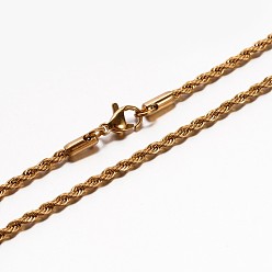 Золотой 304 из нержавеющей стальной трос цепи ожерелья, с застежкой омар коготь, золотые, 19.7 дюйм (50 см), 2.3 мм