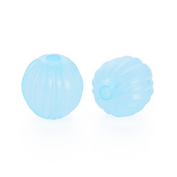 Bleu Ciel Clair Perles acryliques de gelée d'imitation , perles ondulées, ronde, lumière bleu ciel, 14x13mm, Trou: 2.5mm, environ356 pcs / 500 g