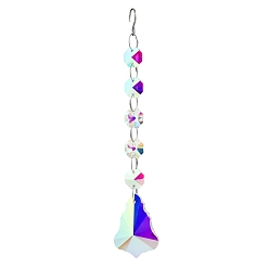Teardrop Décorations de pendentif en verre ab clair, avec lien octogonal en verre, décorations de jardin suspendues, larme, pendentif: 50 mm