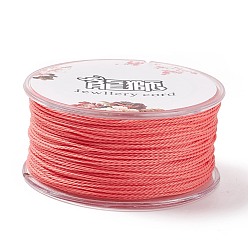 Salmon Round Waxed Polyester Cord, Twisted Cord, Salmon, 1mm, about 49.21 Yards(45m)/Roll