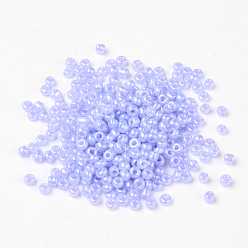 Lila 8/0 perlas de cristal de la semilla, Ceilán, rondo, agujero redondo, lila, 8/0, 3 mm, agujero: 1 mm, Sobre 1111 unidades / 50 g, 50 g / bolsa, 18bolsas/2libras