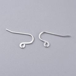 Silver 304 Stainless Steel French Earring Hooks, Flat Earring Hooks, Ear Wire, Silver, 12x22x1mm, Hole: 1.5x1mm, 18 Gauge, Pin: 1mm