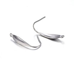 Stainless Steel Color 316 Surgical Stainless Steel Earring Hooks, with Vertical Loop, Stainless Steel Color, 20x4.5x1mm, Hole: 1.2mm, 20 Gauge, Pin: 0.8mm