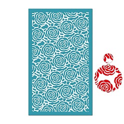 Flor Plantilla de serigrafía de poliéster rectangular, para pintar sobre madera, tela de camiseta de decoración de bricolaje, flor, 15x9 cm