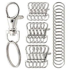 Platinum DIY Keychain Making Kit, Including Alloy Swivel Lobster Claw Clasps, Iron Split Key Rings, Platinum, 100Pcs/box