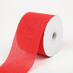 Rouge Ruban de toile de jute imitation polyester, rouge, 60 mm, environ 20 m/rouleau