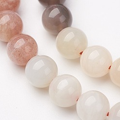 Multi-Moonstone Natural Multi-Moonstone Bead Strands, Round, 6mm, Hole: 1mm, about 64pcs/strand, 15.5 inch