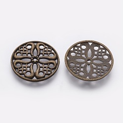 Bronze Antique Perles en alliage de style tibétain, sans cadmium et sans plomb, plat rond, bronze antique, 24x3mm, Trou: 2mm