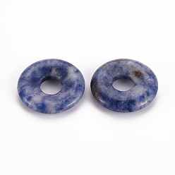 Punto Piedra Azul Colgantes de jaspe azul natural, donut / pi disc, 18x4.5~5.5 mm, agujero: 5.5 mm