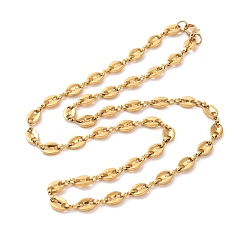 Golden Vacuum Plating 304 Stainless Steel Coffee Bean Chain Necklace for Men Women, Golden, 17.95 inch(45.6cm)