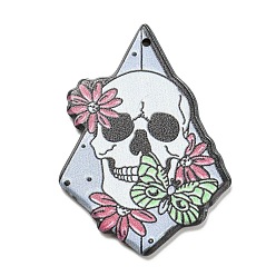 Skull Colgantes de acrílico con tema de halloween, flor, cráneo, 43x30x2 mm, agujero: 1.5 mm