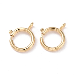 Real 24K Gold Plated Eco-friendly Brass Spring Ring Clasps, Cadmium Free & Lead Free, Long-Lasting Plated, Real 24K Gold Plated, 11.4x16x2.5mm, Hole: 2.6mm, Inner Diameter: 11mm