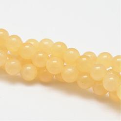 Yellow Jade Natural Yellow Jade Bead Strands, Round, 8mm, Hole: 1mm, about 48pcs/strand, 15.5 inch