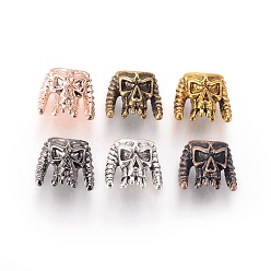 Mixed Color Tibetan Style Alloy Beads, Skull, Mixed Color, 9.5x11x6.5mm, Hole: 1.5mm