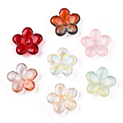 Mixed Color Transparent Glass Beads, Mixed Style, Flower, Mixed Color, 21x21.5x7mm, Hole: 1.8mm