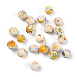 Разноцветный Силиконовые бусины, изготовление ожерелий и браслетов для кормящих мам своими руками, жевательные подвески, круглые с цветочным узором, красочный, 15 мм, отверстие : 2 мм