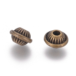 Bronze Antique Alliage de perles d'entretoise de style tibétain, sans plomb et sans cadmium, Toupie, bronze antique, 7x5mm, Trou: 1.5mm
