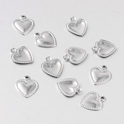Stainless Steel Color Heart 316 Surgical Stainless Steel Filigree Charms, Stainless Steel Color, 10x8x1mm, Hole: 1mm