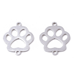 Stainless Steel Color 201 Stainless Steel Links connectors, Laser Cut, Bear Paw, Stainless Steel Color, 18.5x16x1mm, Hole: 1.5mm