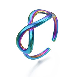Rainbow Color 304 anneau de manchette enroulé à l'infini en acier inoxydable, bague ouverte couleur arc-en-ciel pour femme, taille us 7 3/4 (17.9 mm)
