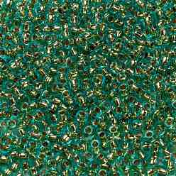 (755) 24K Gold Lined Light Aqua TOHO Round Seed Beads, Japanese Seed Beads, (755) 24K Gold Lined Light Aqua, 8/0, 3mm, Hole: 1mm, about 1110pcs/50g