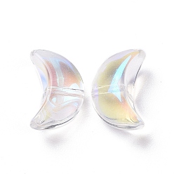 Clair Perles en verre electroplate transparent , de couleur plaquée ab , lune, clair, 14x9x6.5mm, Trou: 1.2mm