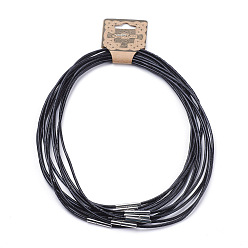 Black Cowhide Leather Cord Necklace Making, with 304 Stainless Steel Clasps, Stainless Steel Color, Black, 15.7 inch(40cm)