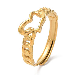 Oro Revestimiento de iones (ip) 304 anillos ajustables de corazón hueco de acero inoxidable, dorado, diámetro interior: 18.8 mm