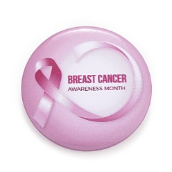 Bowknot Broche de hojalata del mes de concientización sobre el cáncer de mama, insignia redonda plana rosa para bolsas de ropa chaquetas, Platino, bowknot patrón, 44x7 mm