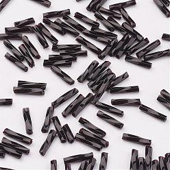 Negro Cuentas de bugle retorcidas de vidrio, colores opacos, negro, 9x2 mm, agujero: 0.5 mm, sobre 7000 unidades / bolsa