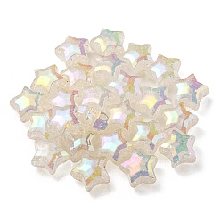 Pale Goldenrod UV Plating Rainbow Iridescent Transparent Crackle Acrylic Beads, Star, Pale Goldenrod, 20x21.5x13mm, Hole: 3mm