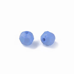 Bleu Bleuet Perles acryliques opaques, facette, teint, ronde, bleuet, 10mm, Trou: 2mm, environ1050 pcs / 500 g